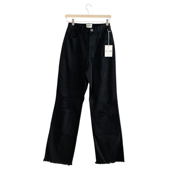 Show Me Your Mumu 90s Straight Jeans Black Denim 25 NWT - Picture 4 of 9